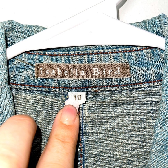 Isabella Bird Women’s Western Denim Button Down Dress Duster Jean Jacket - Picture 7 of 8